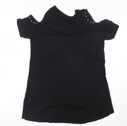 Back view of Lin H.C women’s black basic t-shirt, size M