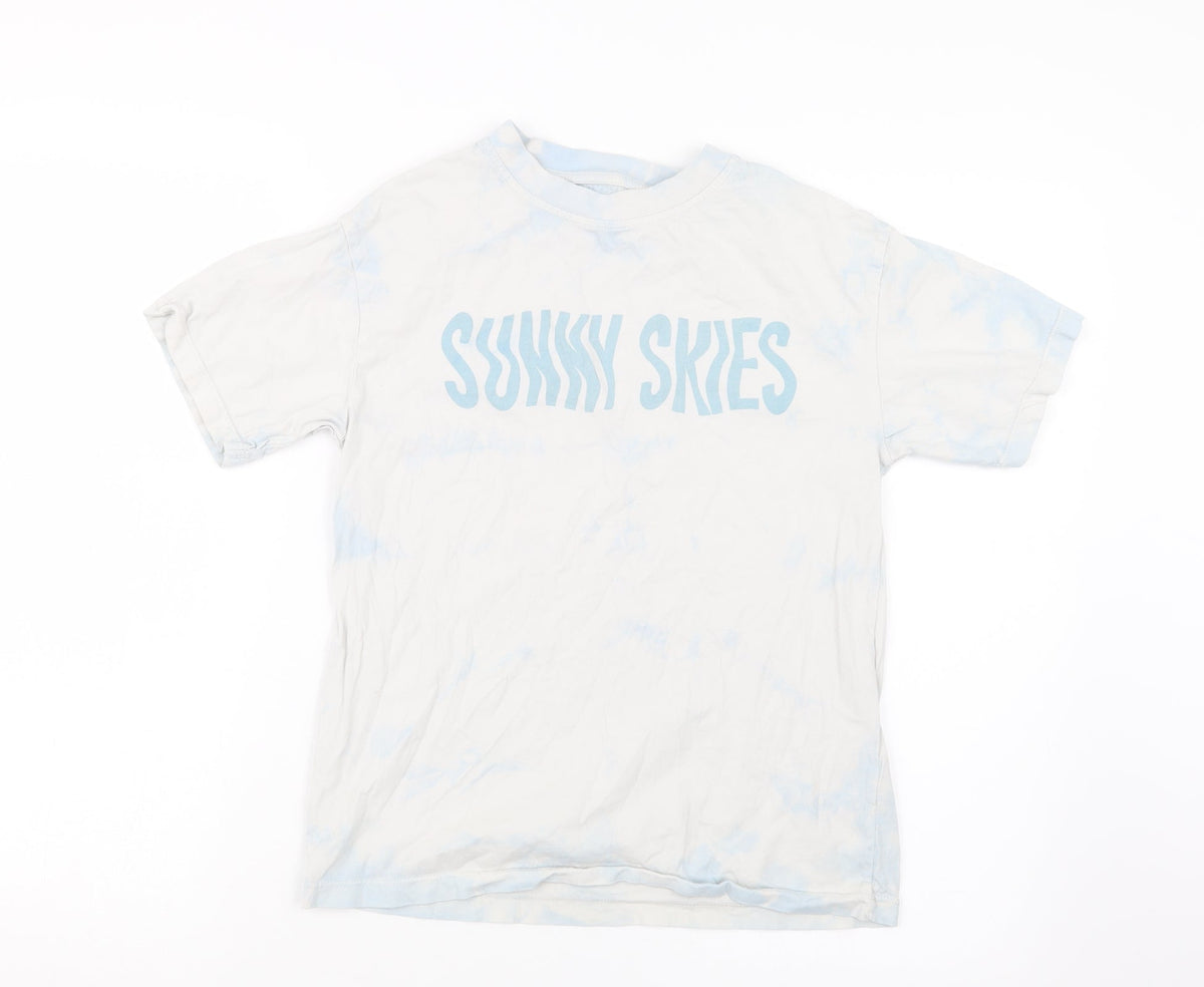 Additional front view of Next girls’ blue geometric basic t-shirt, size 8, years
