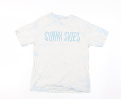 Additional front view of Next girls’ blue geometric basic t-shirt, size 8, years