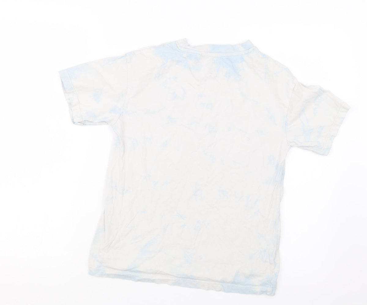 Back view of Next girls’ blue geometric basic t-shirt, size 8, years