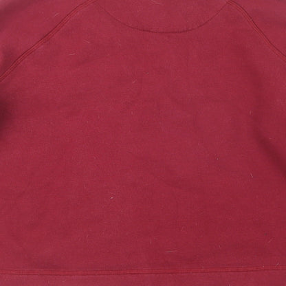 Brand and care label for GYMPRO women’s red jumper, size M
