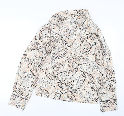 Primark Womens Beige Geometric  Basic Button-Up Size 10