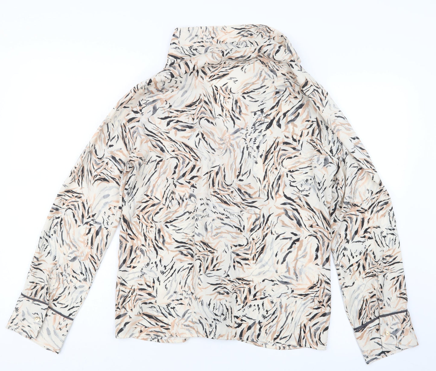 Primark Womens Beige Geometric  Basic Button-Up Size 10