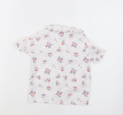 Back view of Nutmeg girls’ white floral basic button-up, size 18-24, months