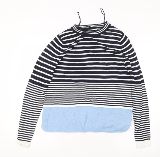 TU Womens Blue Striped Knit Pullover Jumper Size 10
