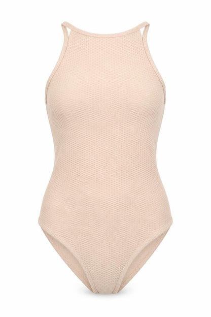 Womens UK Size 6 Topshop One-Piece Beige Bodysuit