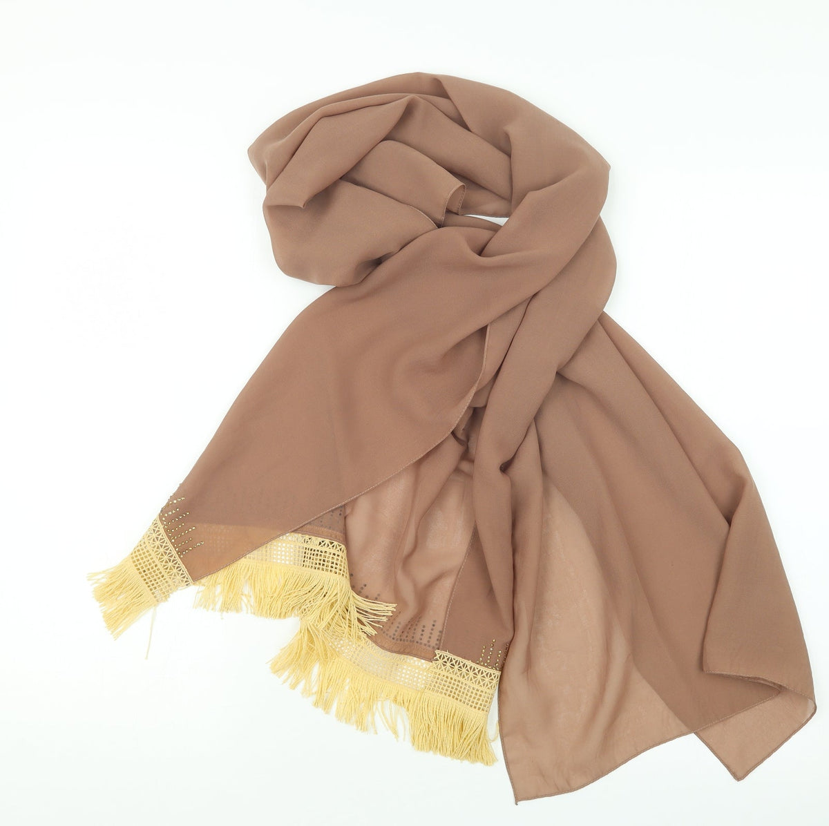 Front view of Preworn women’s beige scarf