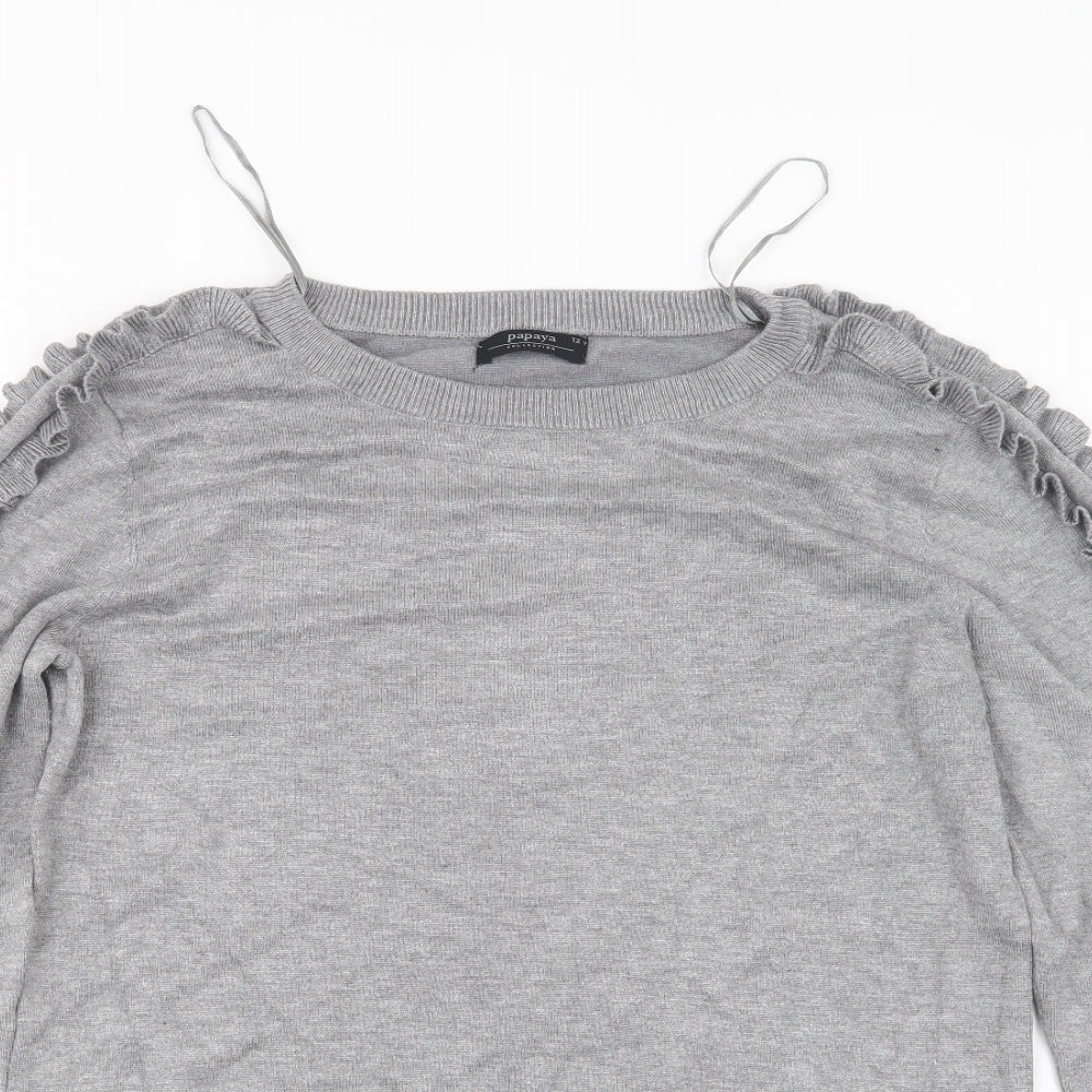 Womens UK Size 12 Papaya Grey Pullover Jumper
