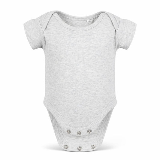Front view of Lily & Dan Baby Grey Babygrow One-Piece Size Newborn