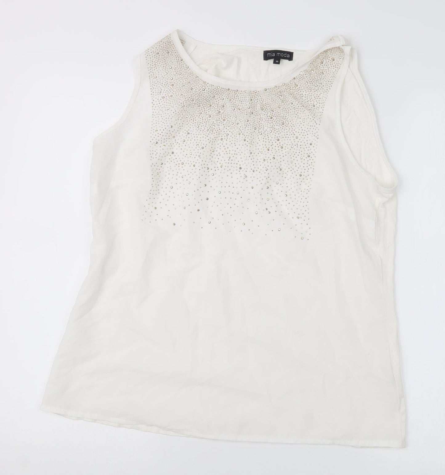 Mia Moda Womens White   Basic Blouse Size 10