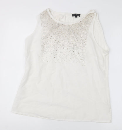 Mia Moda Womens White   Basic Blouse Size 10