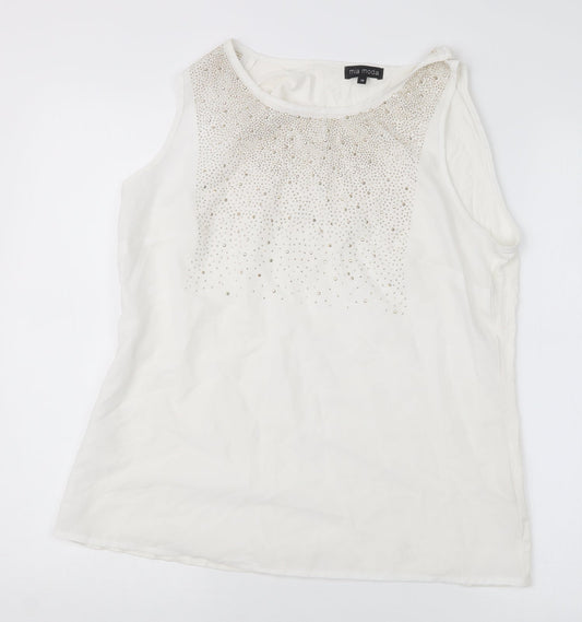 Mia Moda Womens White   Basic Blouse Size 10