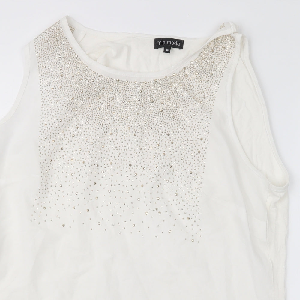 Mia Moda Womens White   Basic Blouse Size 10