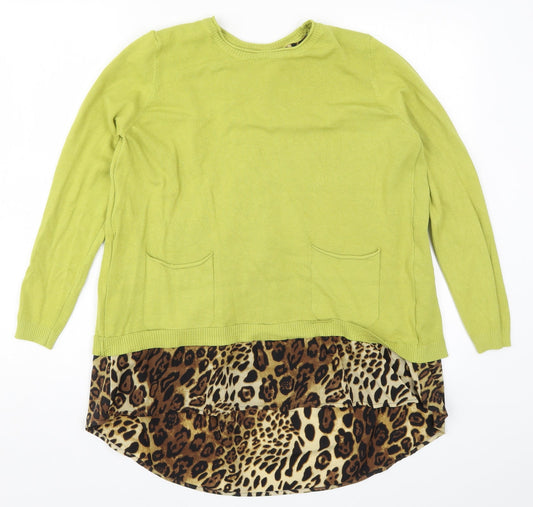 Finery Womens Green Animal Print Knit Pullover Jumper Size S