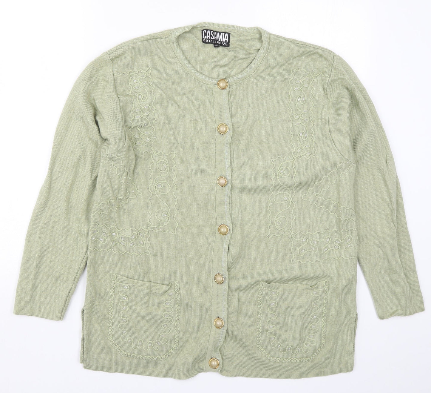 Womens UK Size One Size Casamia Green Cardigan Jumper