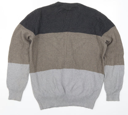 Gap Mens Grey Striped Knit Pullover Jumper Size M  - Brown