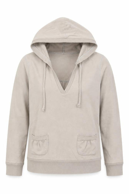 Front view of Topshop women’s beige pullover hoodie, size UK 12