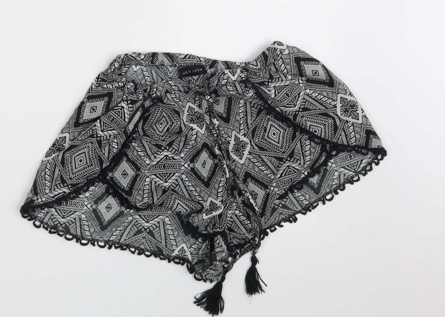 New Look Womens Black Argyle/Diamond  Hot Pants Shorts Size S
