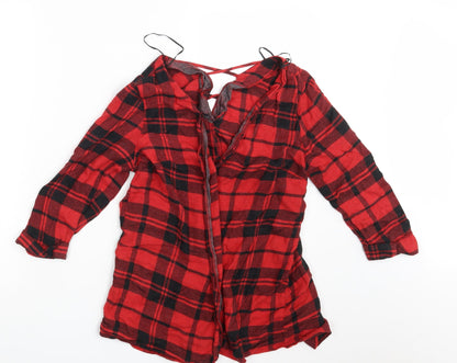 Womens UK Size 10 River Island Red Basic Button-Up