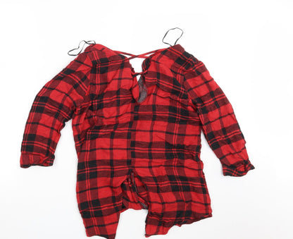Womens UK Size 10 River Island Red Basic Button-Up