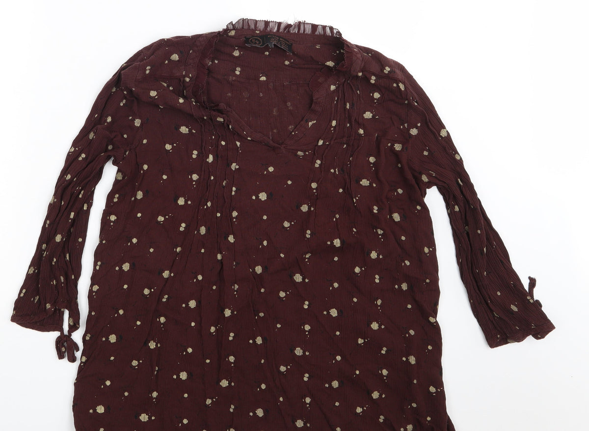 Additional front view of FatFace women’s brown floral basic blouse one size