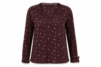 Front view of FatFace women’s brown floral basic blouse one size