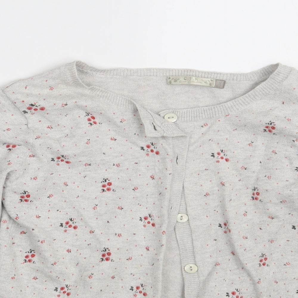 C.F.K Womens Grey Floral  Cardigan Jumper One Size