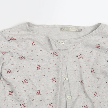 C.F.K Womens Grey Floral  Cardigan Jumper One Size