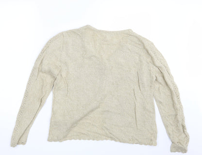 Vilona Moda Womens Beige   Cardigan Jumper Size 16
