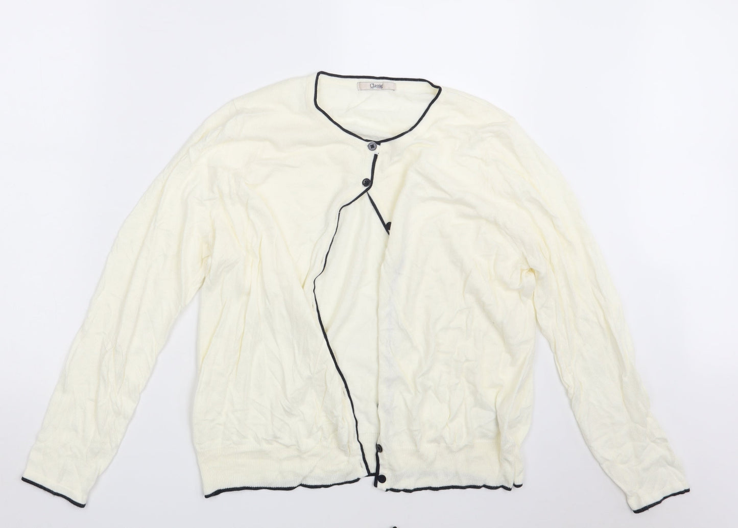 Womens UK Size 18 Classic Ivory Cardigan Jumper
