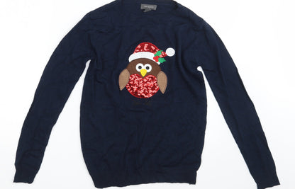 Primark Womens Blue   Pullover Jumper Size 4  - Seasonal Christmas Festive Holiday