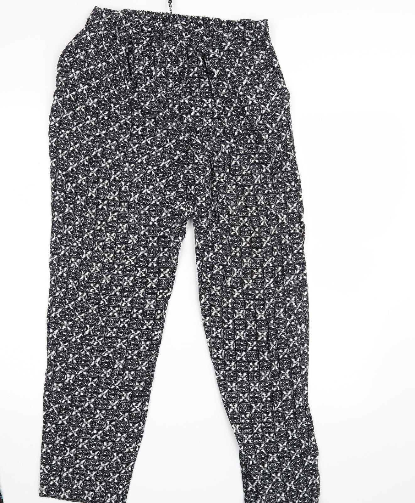 Bonmarché Womens Black Geometric  Trousers  Size 14 L20 in