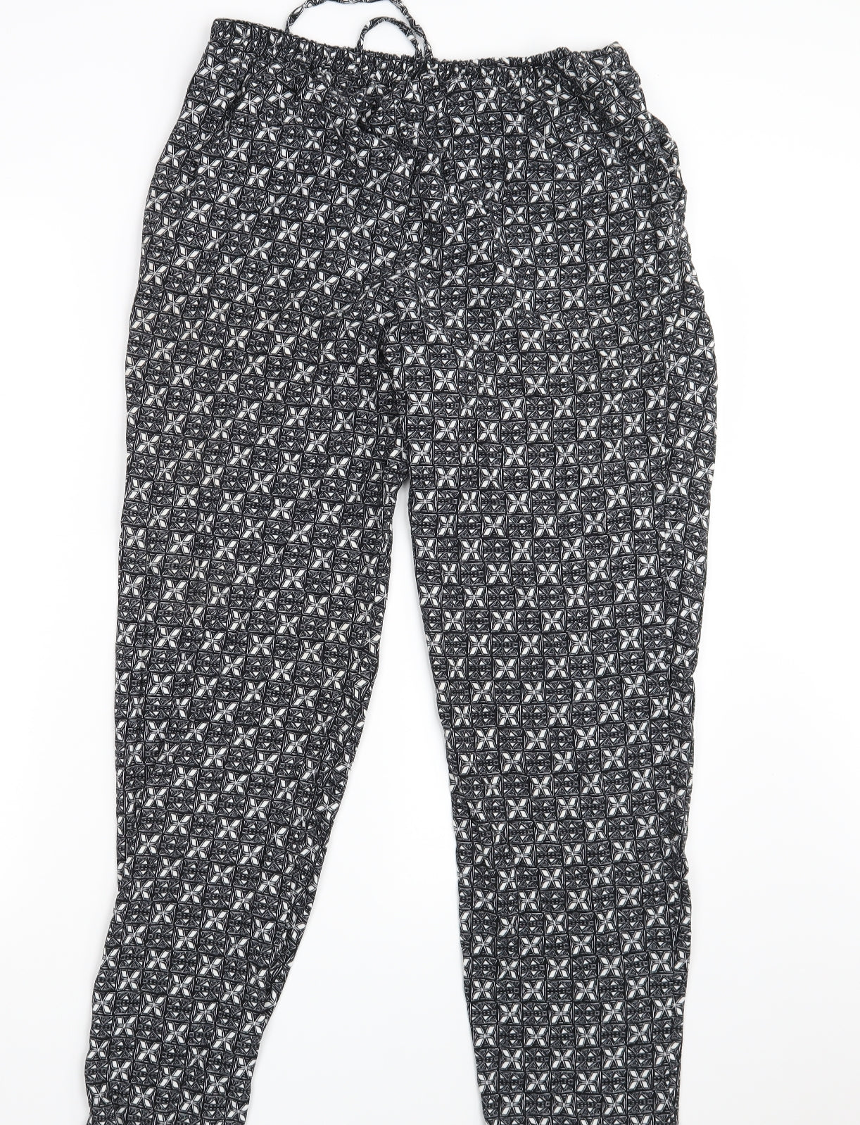 Bonmarché Womens Black Geometric  Trousers  Size 14 L20 in