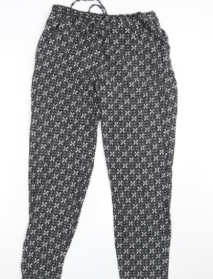 Bonmarché Womens Black Geometric  Trousers  Size 14 L20 in