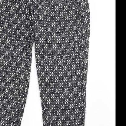 Bonmarché Womens Black Geometric  Trousers  Size 14 L20 in
