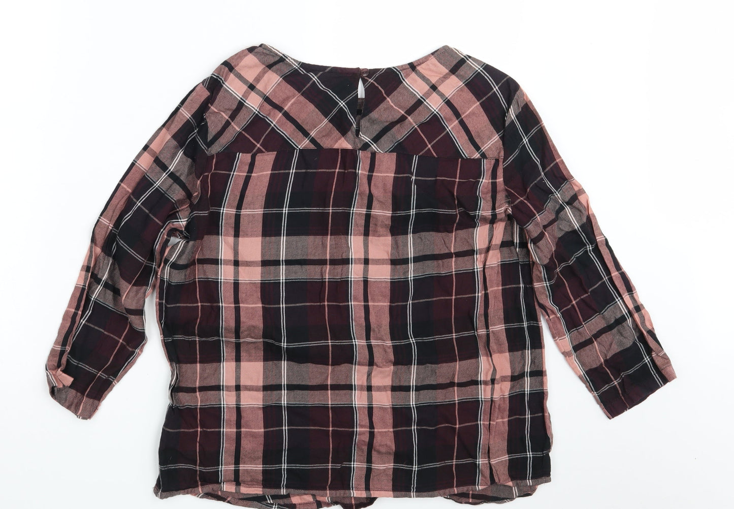 M&S Womens Brown Check  Basic Blouse Size 14