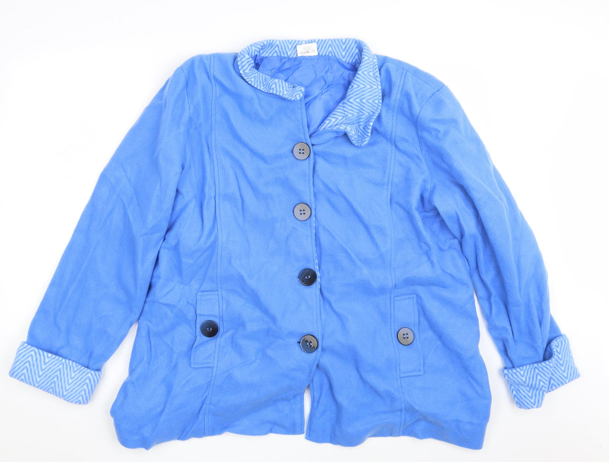 Additional front view of Anna del Lancay women’s blue jacket blazer, size L