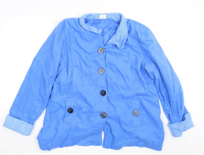 Additional front view of Anna del Lancay women’s blue jacket blazer, size L
