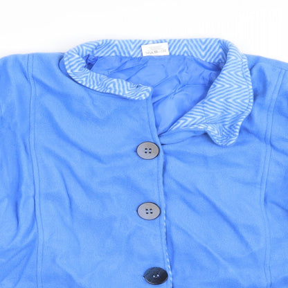 Close-up detail of Anna del Lancay women’s blue jacket blazer, size L