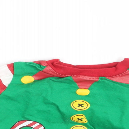 Made By Elves Boys Green Striped  Basic T-Shirt Size 2-3 Years