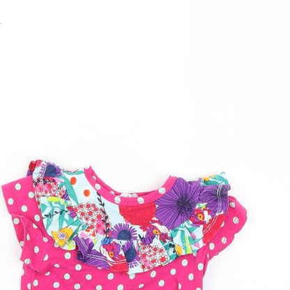 happy colege Girls Multicoloured Geometric  Basic T-Shirt Size 2 Years