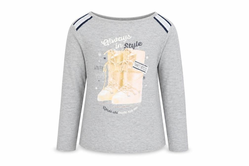 Front view of girls’ wear girls grey basic t-shirt, size 10, years
