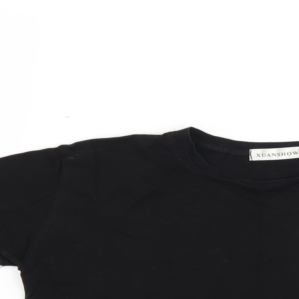 xuanshow Womens Black   Cropped T-Shirt Size S