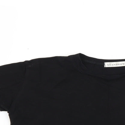 xuanshow Womens Black   Cropped T-Shirt Size S