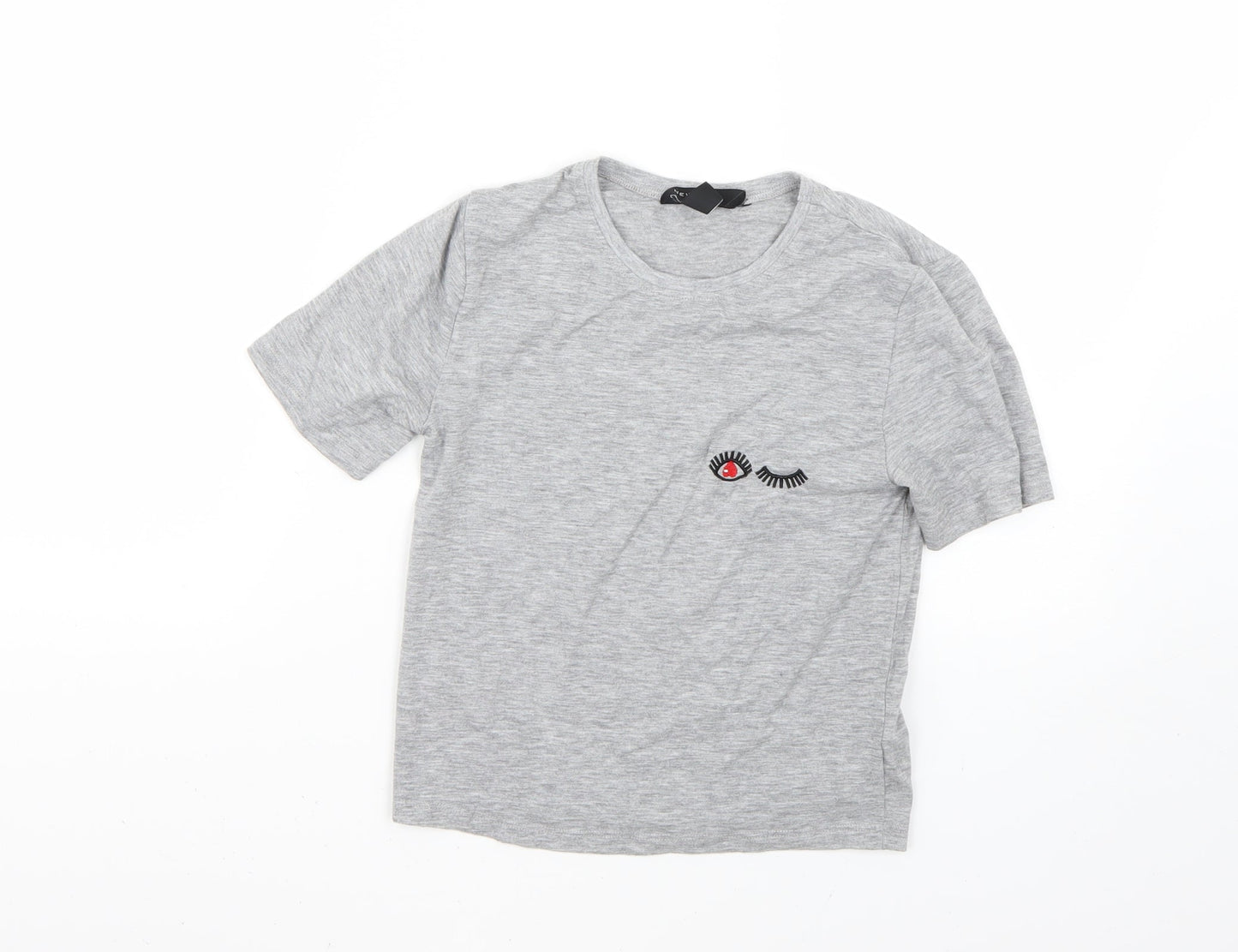 Womens UK Size 6 New Look Grey Basic T-Shirt