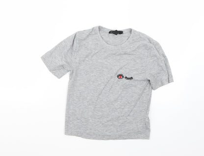 Womens UK Size 6 New Look Grey Basic T-Shirt
