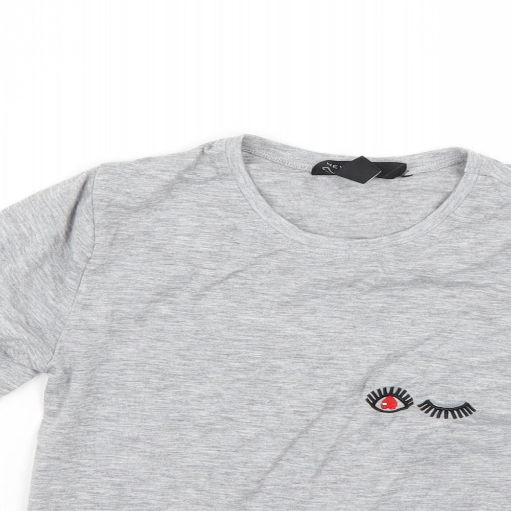 Womens UK Size 6 New Look Grey Basic T-Shirt