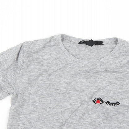 Womens UK Size 6 New Look Grey Basic T-Shirt