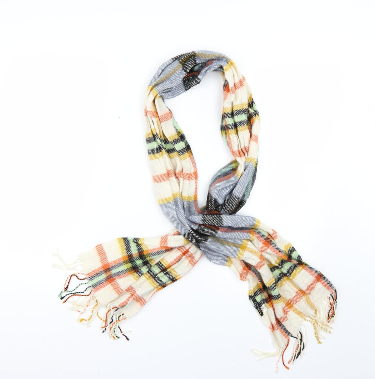 Front view of Preworn women’s multicoloured check scarf