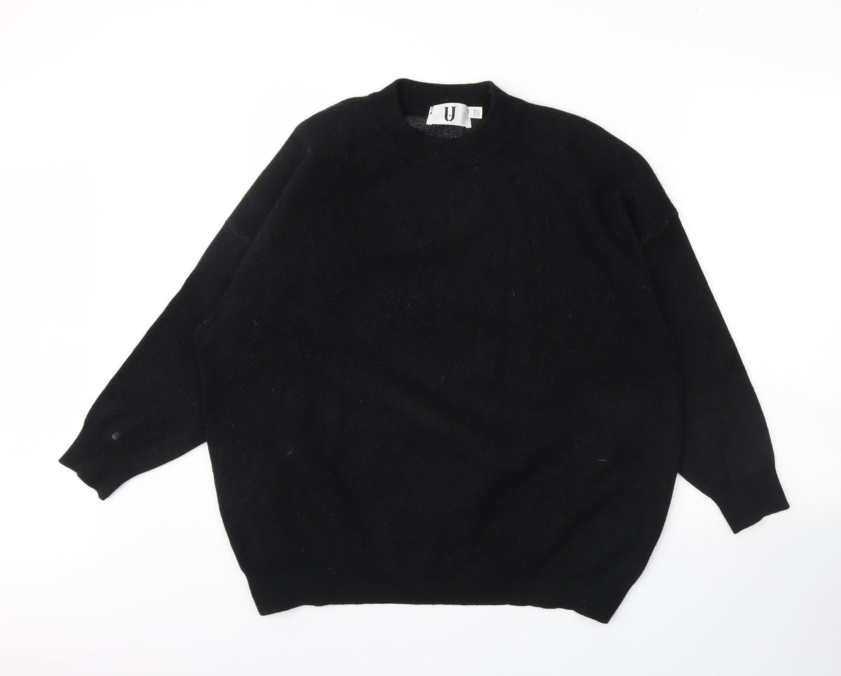Additional front view of U women’s black jumper one size - angel wings